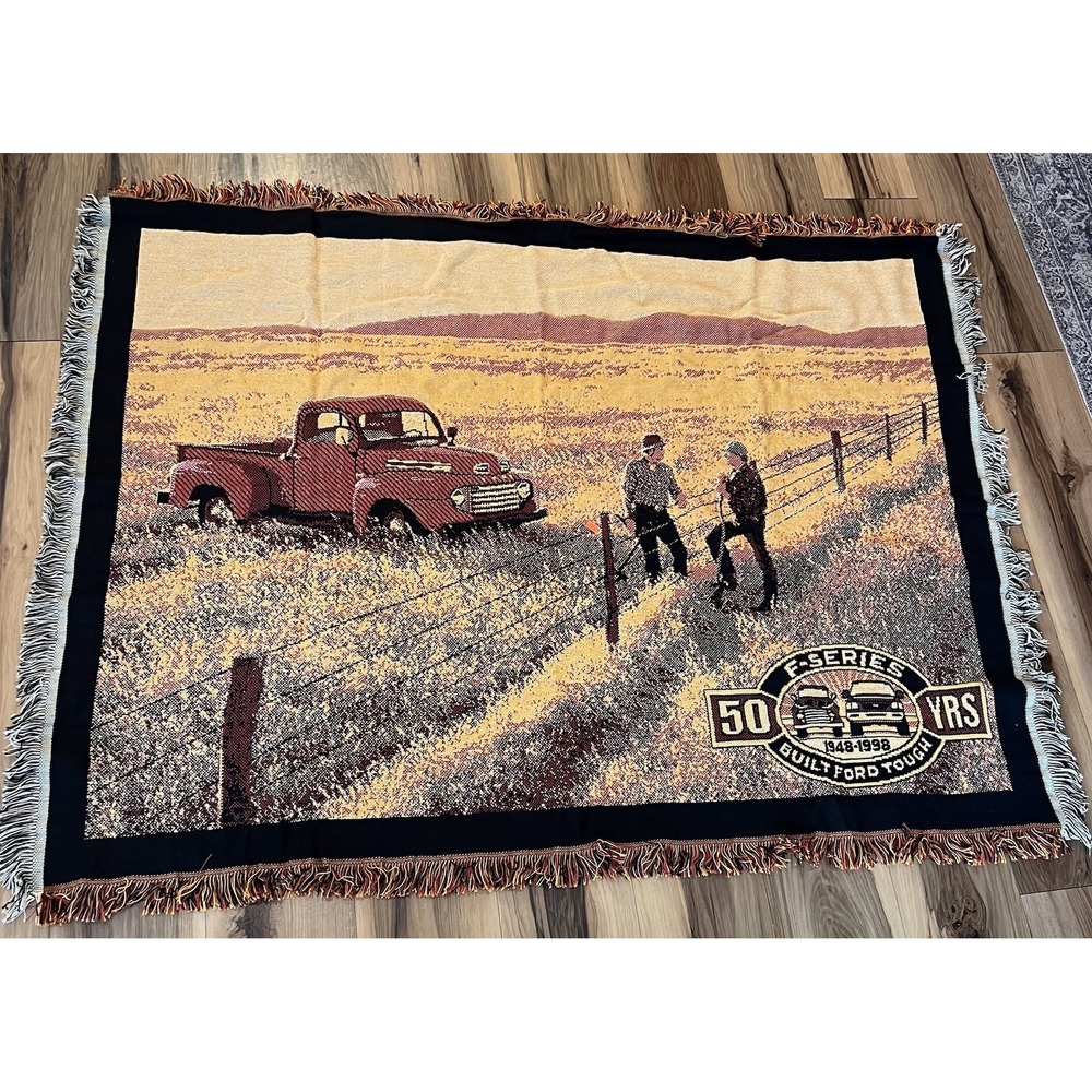 Ford F-Series 50th Anniversary Woven Throw Blanket Built Ford Tough